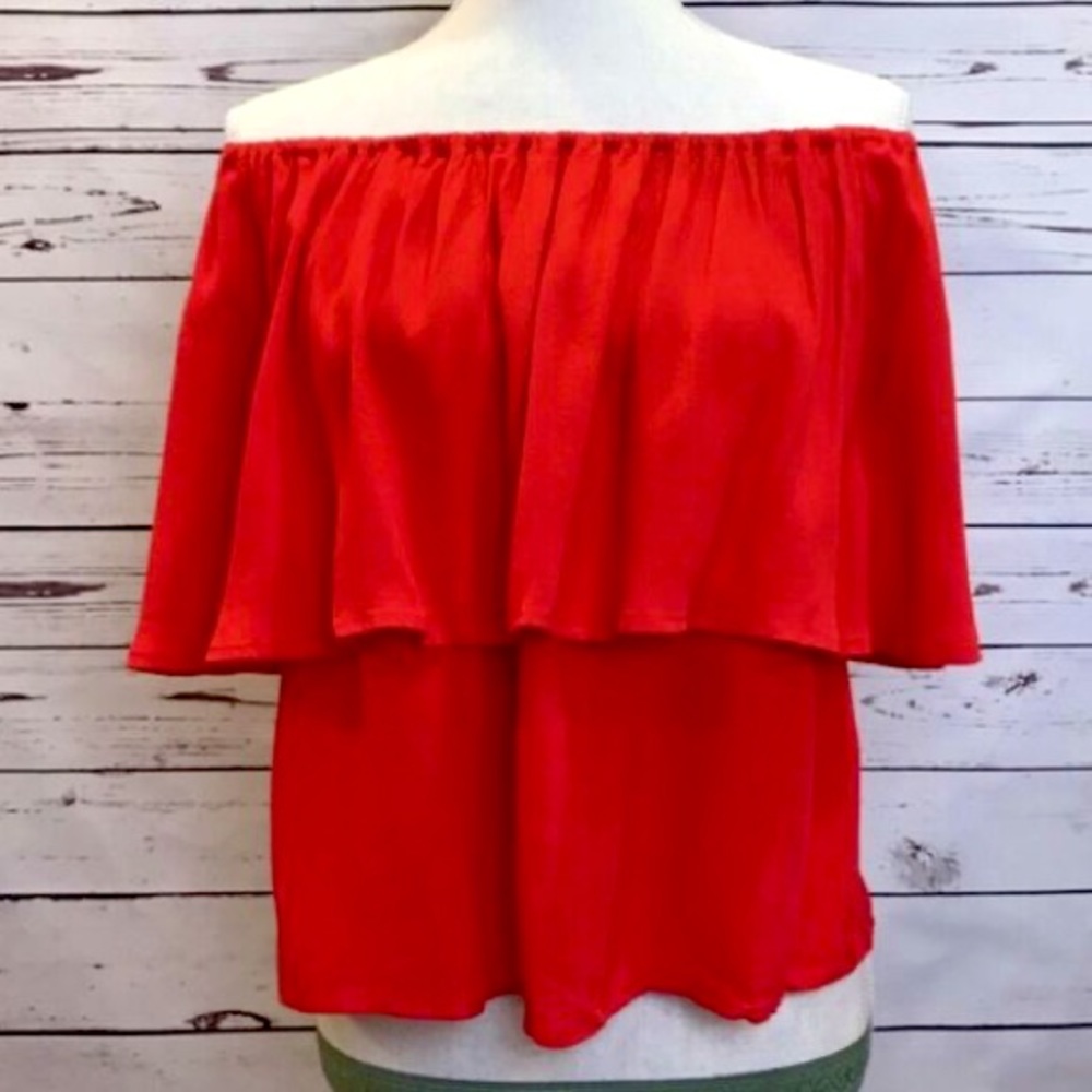 Off the shoulder Red Flowy Blouse